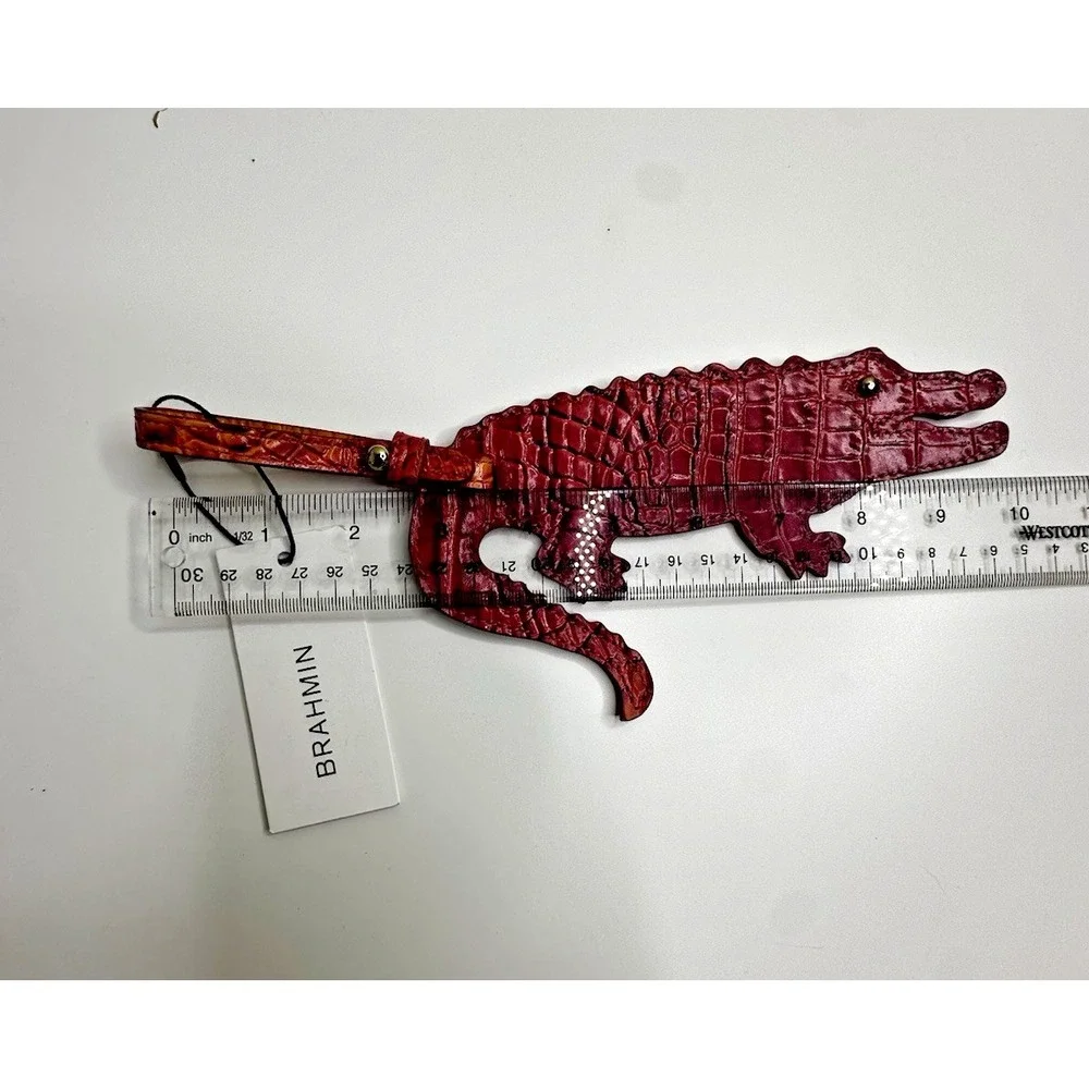 NEW Brahmin Mel Luggage Tag Passion Fruit Melbourne Leather Embossed Crocodile